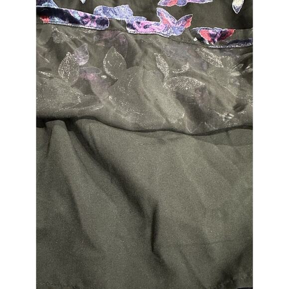 Coldwater Creek Blouse Top Black Velvet Floral whimsigoth witchy dark Romantic L - Picture 8 of 9